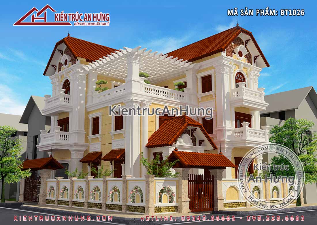 Biệt thự 3 tầng cổ điển với ngôn ngữ kiến trúc Việt truyền thống
