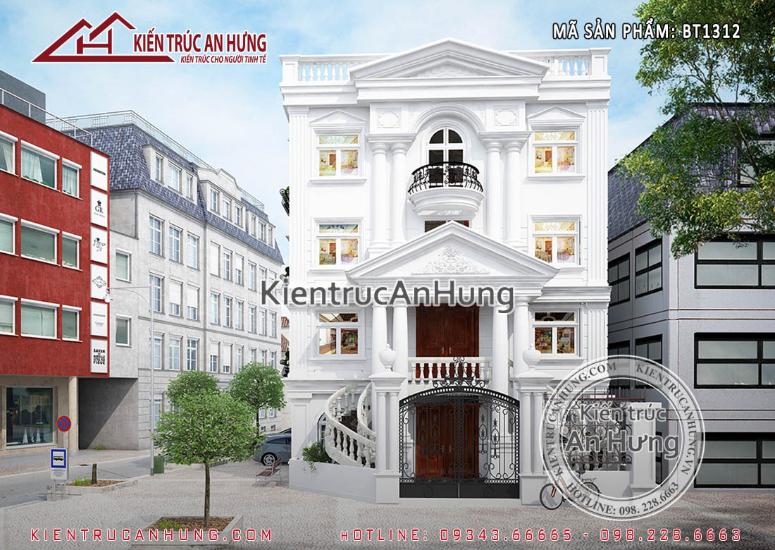 Mẫu thiết kế biệt thự phố 4 tầng phong cách tân cổ điển đẹp cuốn hút tại Tp. Hạ Long, Quảng Ninh