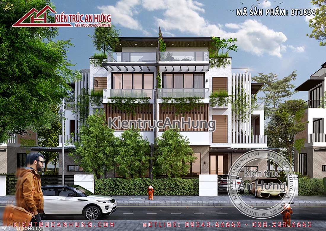 Mẫu thiết kế biệt thự song lập BT1834 thuộc dự án Phú Cát City (Hà Nội)