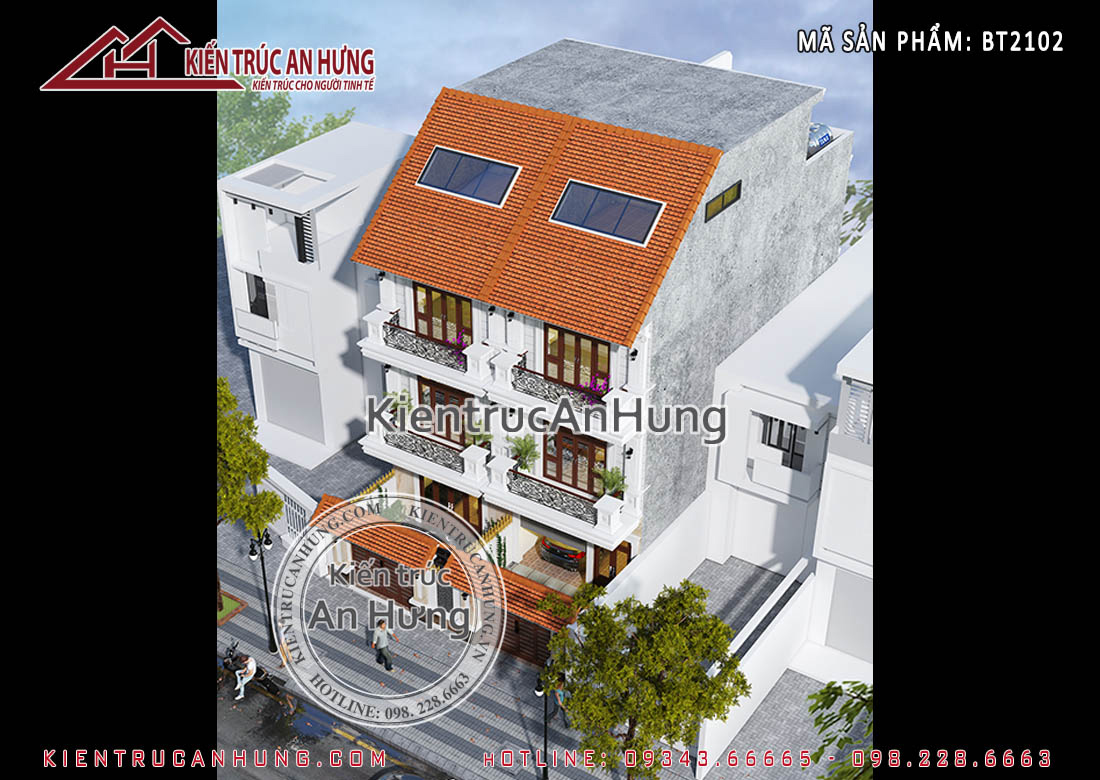 Thiết kế biệt thự phố 1 mặt tiền 10m mang phong cách tân cổ điển tại Hà Nội