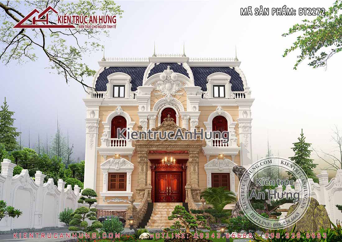 Mặt tiền đẹp thôi miên của mẫu biệt thự vườn ở Hà Nội kiến trúc cổ điển Pháp
