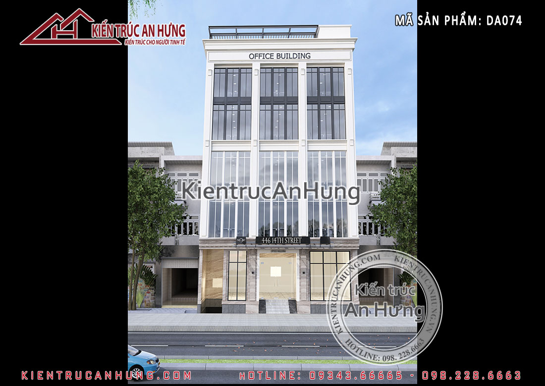 Thiết kế văn phòng cho thuê 5 tầng - Ông Thái - Hà Nội - DA074