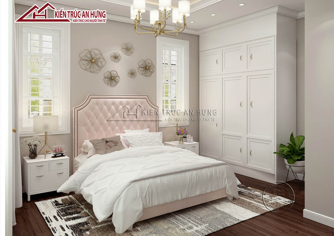 Phòng ngủ con gái với sắc hồng pastel ngọt ngào