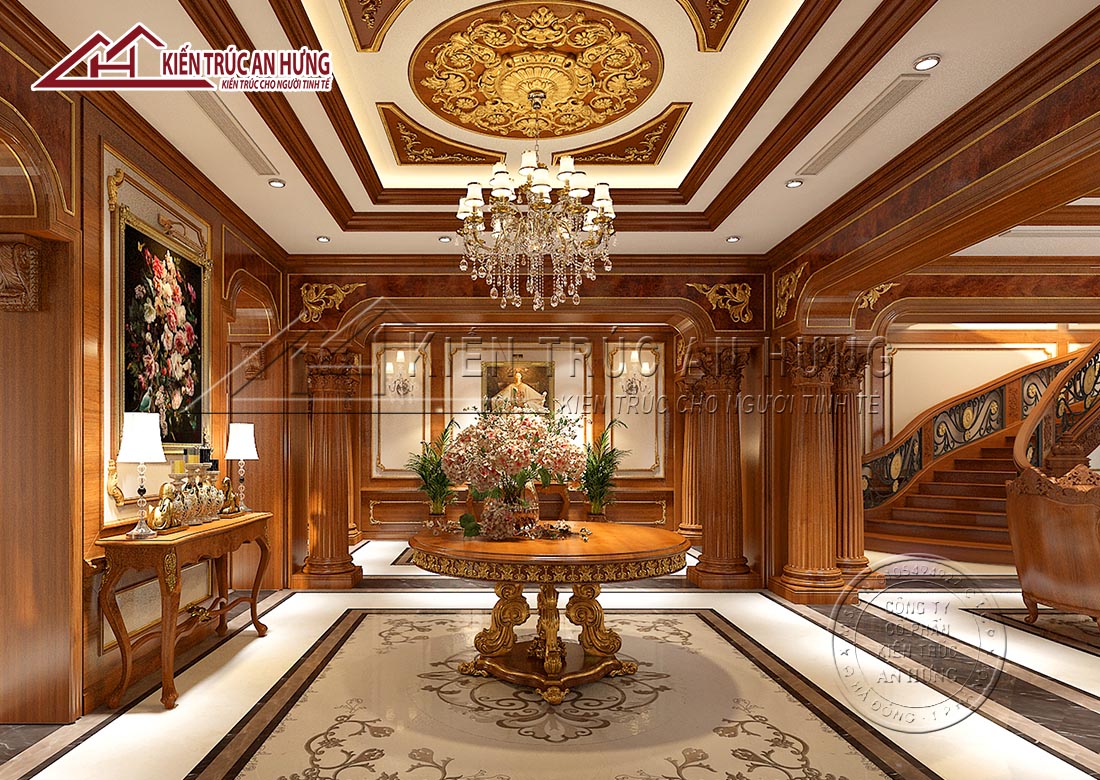 Thiết kế nội thất châu Âu siêu khủng với 100% gõ gõ đỏ tại Tp. Biên Hòa