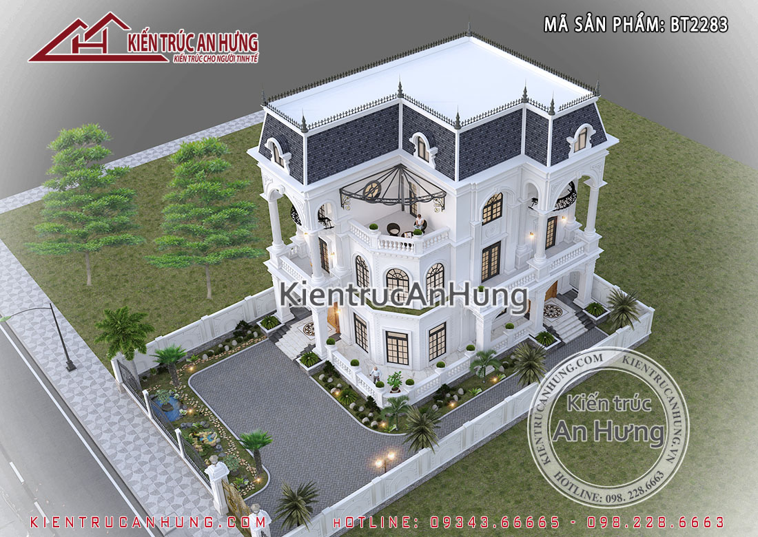 Thiết kế biệt thự tân cổ điển 3 tầng tại Tuyên Quang - BT2283
