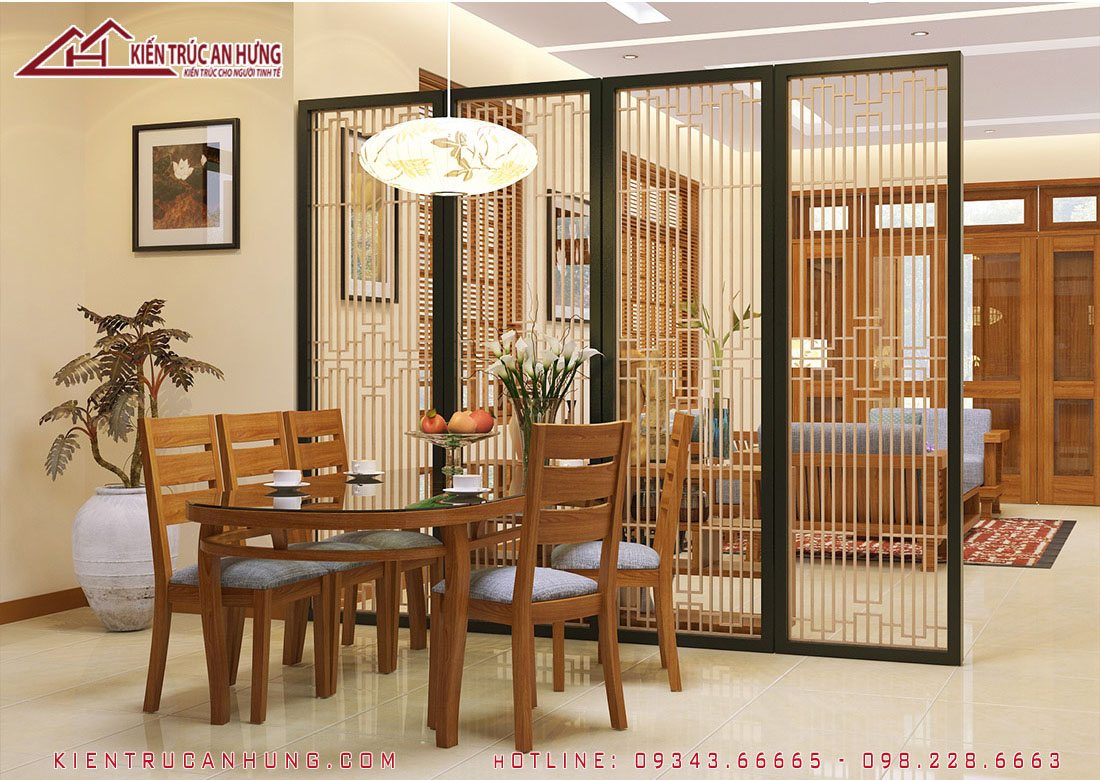 Thiết kế nội thất phòng bếp - phòng ăn phong cách Á Đông tại Nghệ An