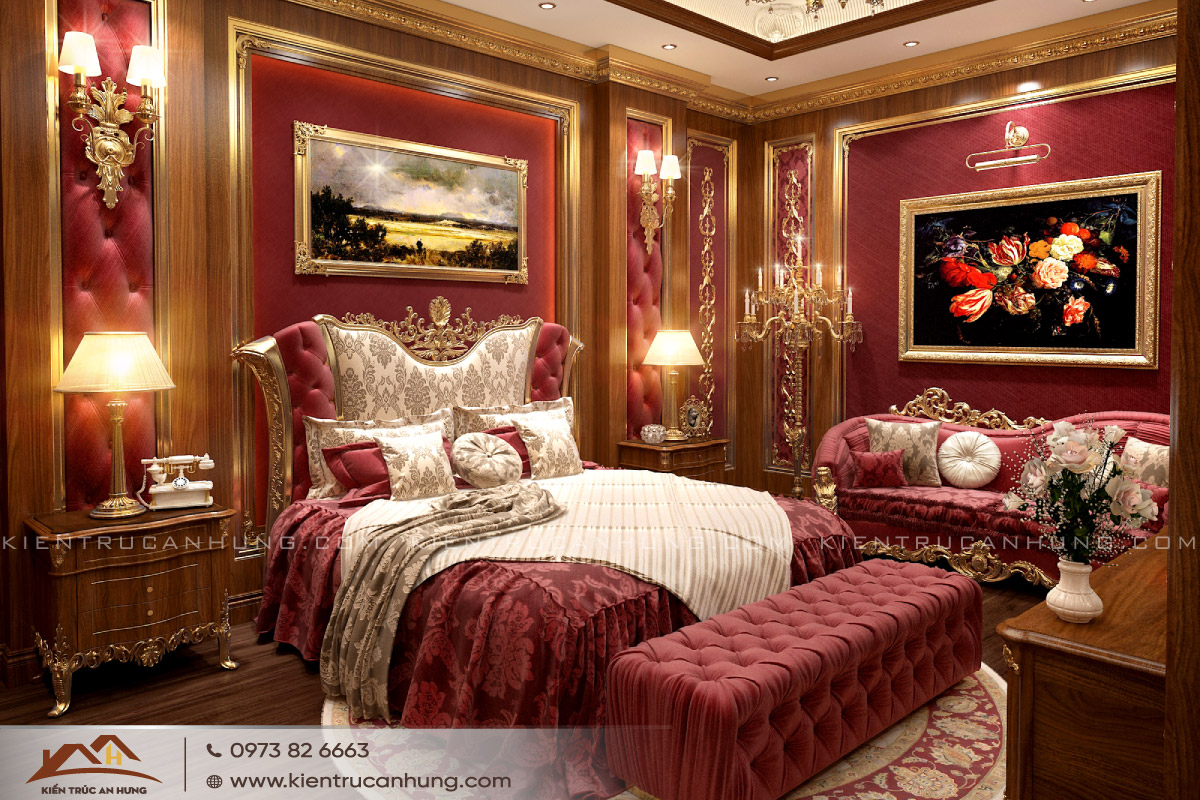 Với cách thiết kế nội thất phòng ngủ NT1715, gia chủ như được chìm đắm trong giấc ngủ hoàng gia vương giả